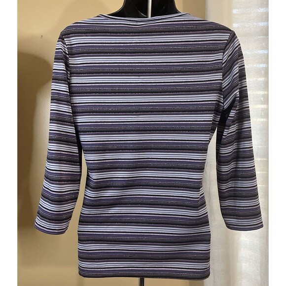 New York & Co. Women’s  Blouse. Purple/striped Metallic. XS.  Made In USA - Picture 5 of 9